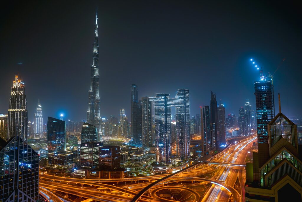 dubai skyline night